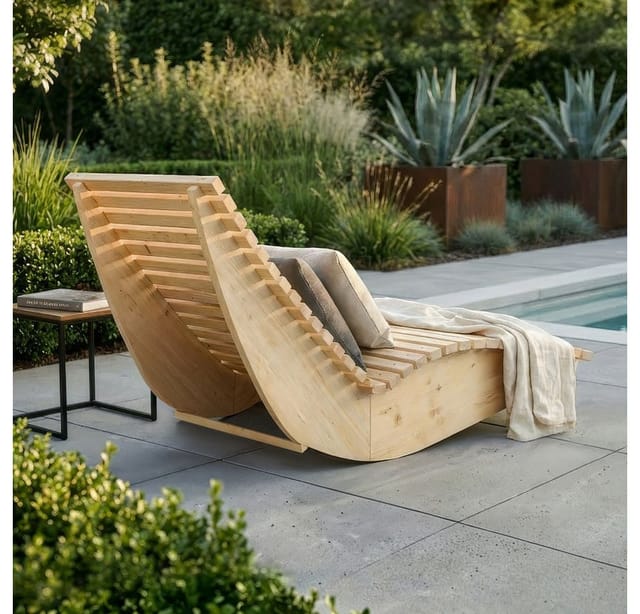 Home Deluxe - Wellenholzliege wolga - 60 cm Holzliege, Gartenliege, Sonnenliege