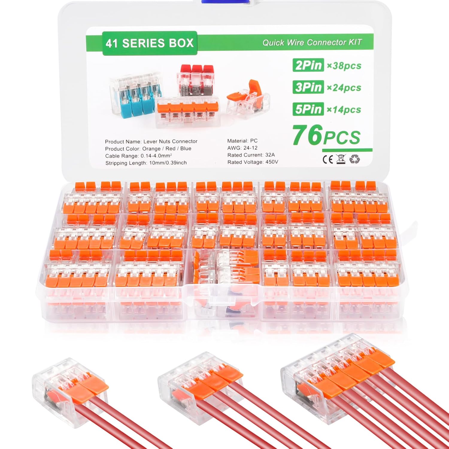 76-teiliger Elektrischer Steckverbinder, 2-wege-anschlussklemme