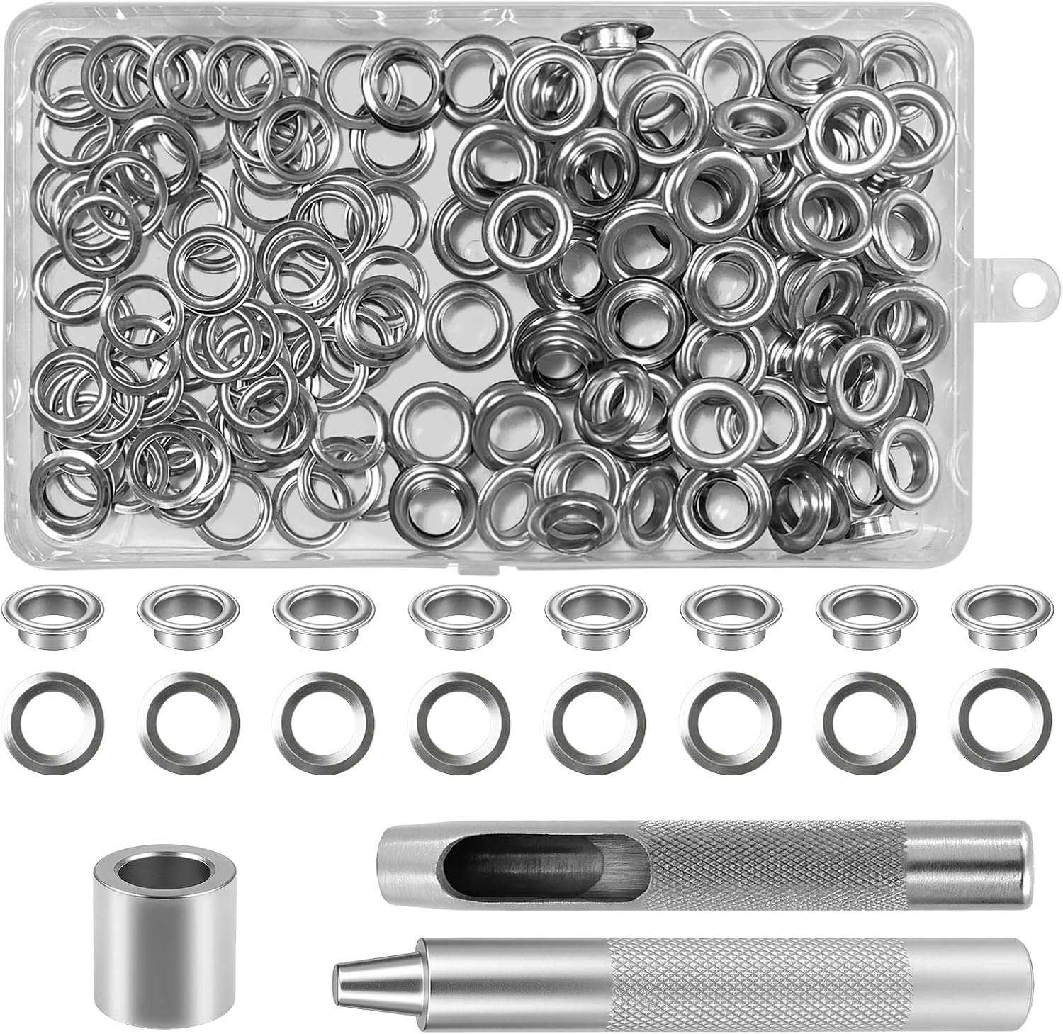 Ösenwerkzeug-set Mit 120 Teilen, 8/10/12 Mm Innen-metallösen-sets, Ösen-set Mit 3-teiligem Werkzeug, Ösen Für Planen, Reparatur Von Segeltuchplanen Und Zelten, Silber (10 Mm)