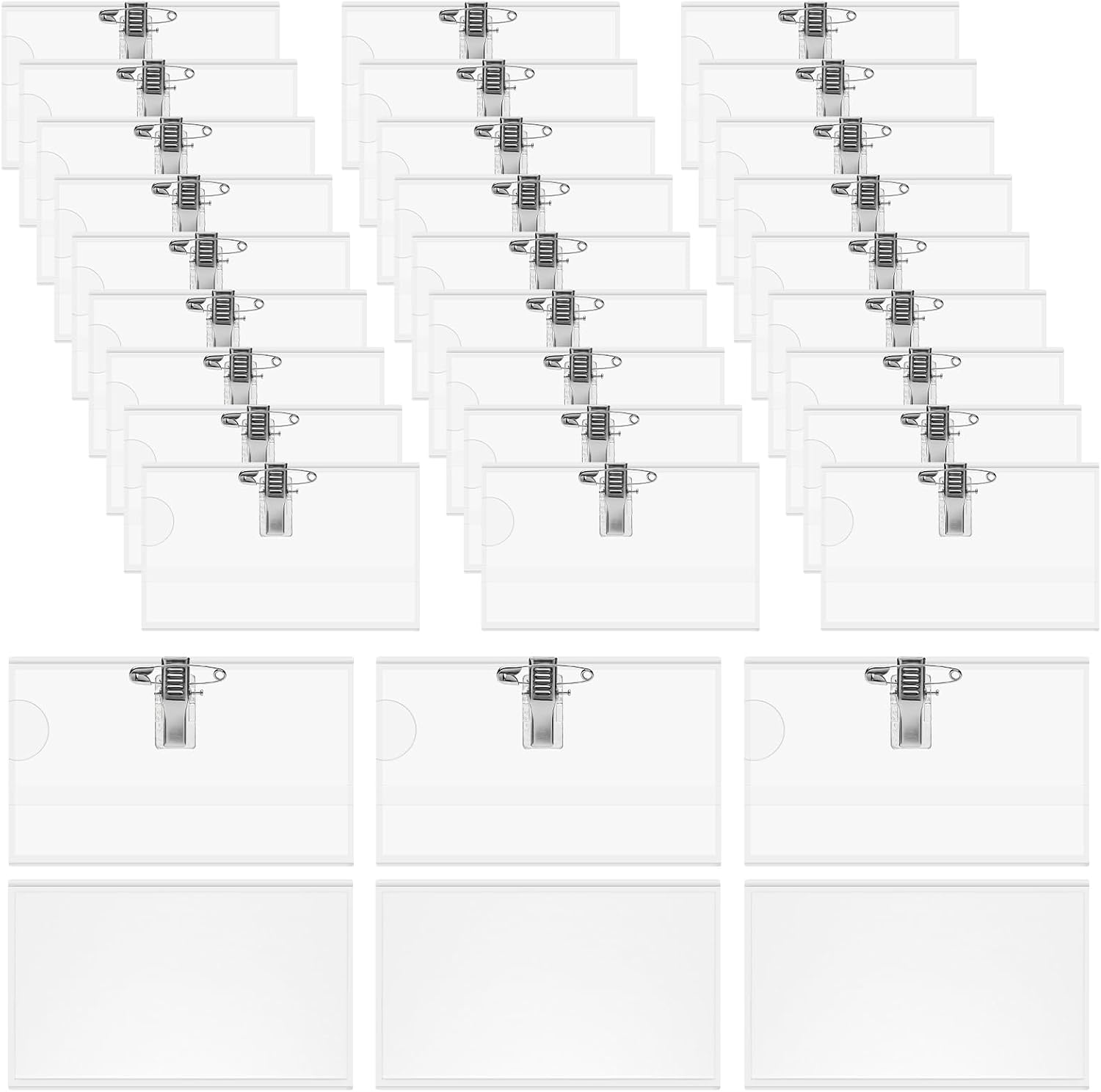 24er-pack Namensschilder Für Kleidung – 9 X 5,7 Cm – Pvc – Transparent – Mit Clip Und Anstecknadel – Für Schule, Beruf, Konferenzen Und Reisen
