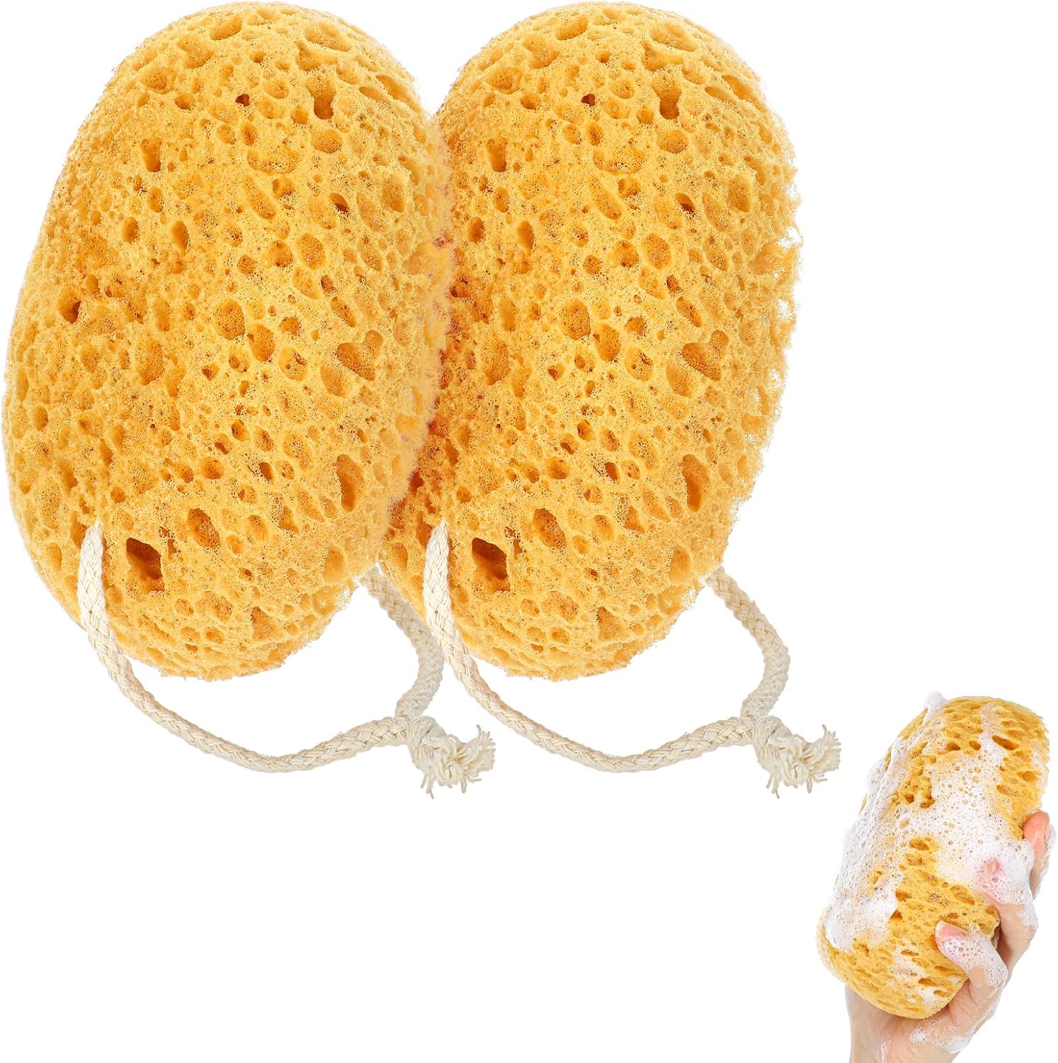 Set Mit 2 Großen, Weichen Waben-badeschwämmen, 15,5 Cm, Weiche Peeling-duschschwämme, Dichter Schaum, Gründliche Reinigung Für Frauen, Männer Und Kinder