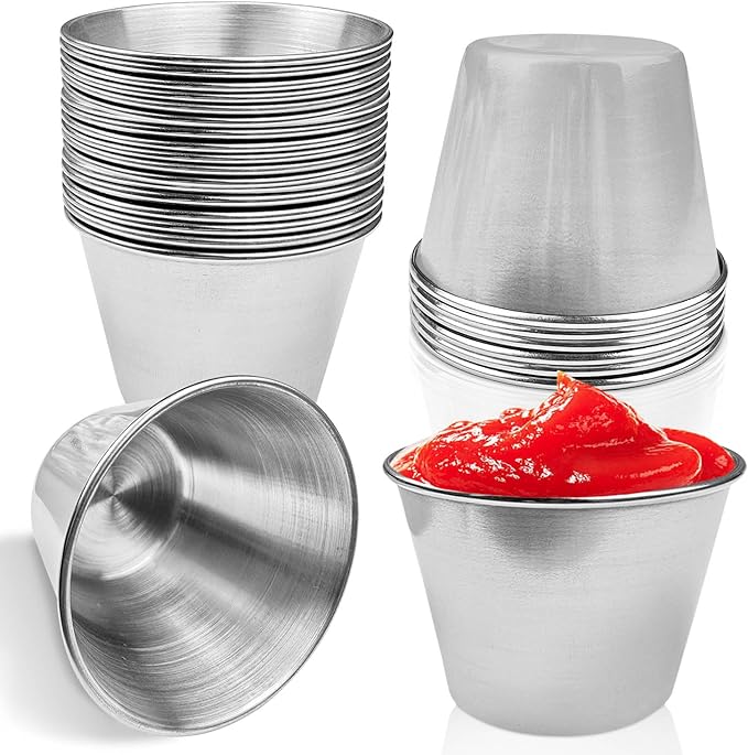 20-teiliges Set Aus Edelstahl-vorspeisenschalen, Dessertschalen, Saucenschalen, Wiederverwendbaren Saucenschalen, Geeignet Für Küche, Restaurant, Bar, Picknick, Grillen (75 Ml)