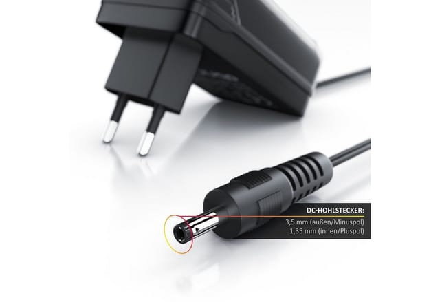 Universal Netzteil, DC-Hohlstecker 3,5mm x 1,35mm, Ladegerät-Adapter, EU-Stecker - Aplic