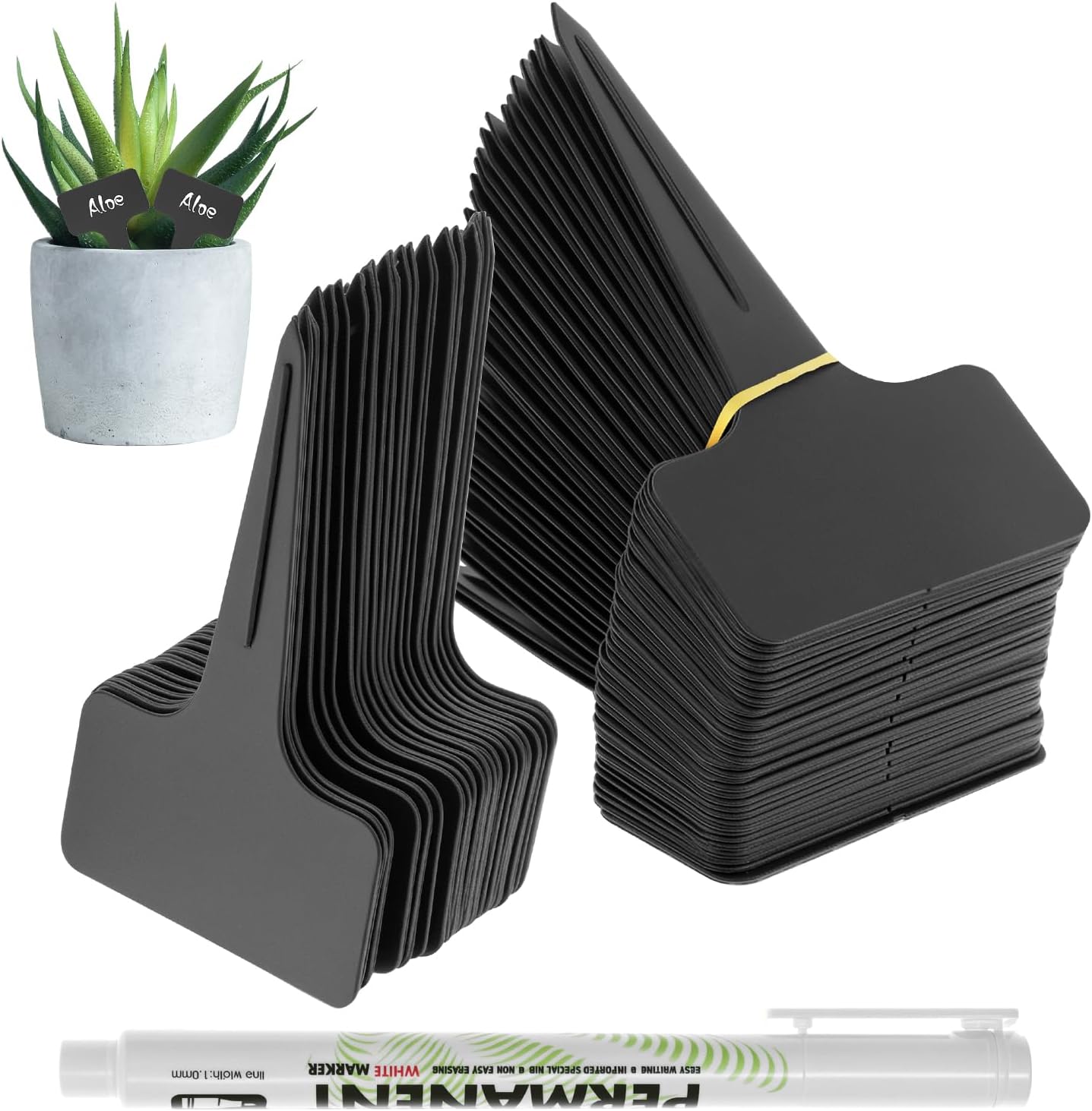 ® 120 Stück Wetterfeste T-förmige Pflanzenetiketten Aus Kunststoff Mit Markierungsstift, Für Pflanzen Im Freien Und In Innenräumen