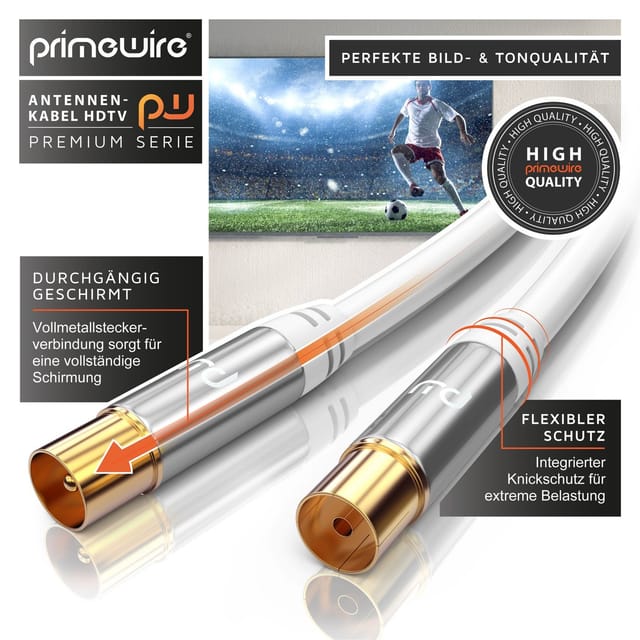 Primewire - hdtv Antennenkabel mit 4-fach Schirmung IEC-Stecker zu RF-Buchse / 75 Ohm / 135dB - 1,5 m