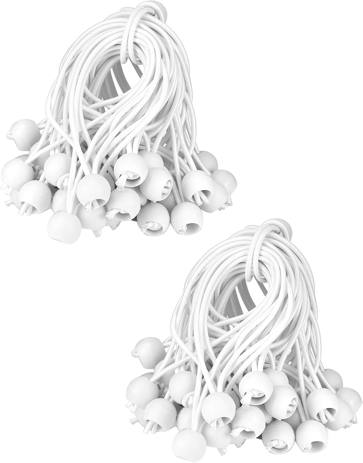 ® 100 Stück Elastische Bungee-seile Mit Kugeln, 15 Cm, Weiße Gummi-bungee-seile, Geeignet Für Campingzelte, Planen, Banner, Haushaltsgegenstände.
