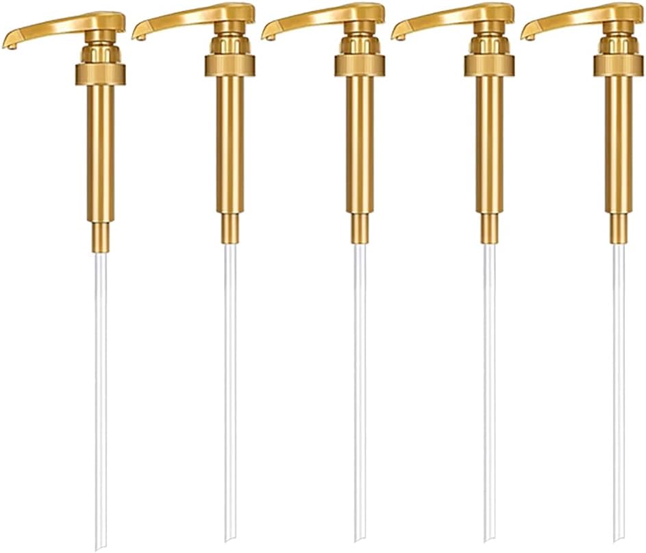 Set Mit 5 Kaffeesiruppumpen, Sirupspender, Ersatzpumpe Für Flaschen Von 750 Ml Bis 1 L, Gold