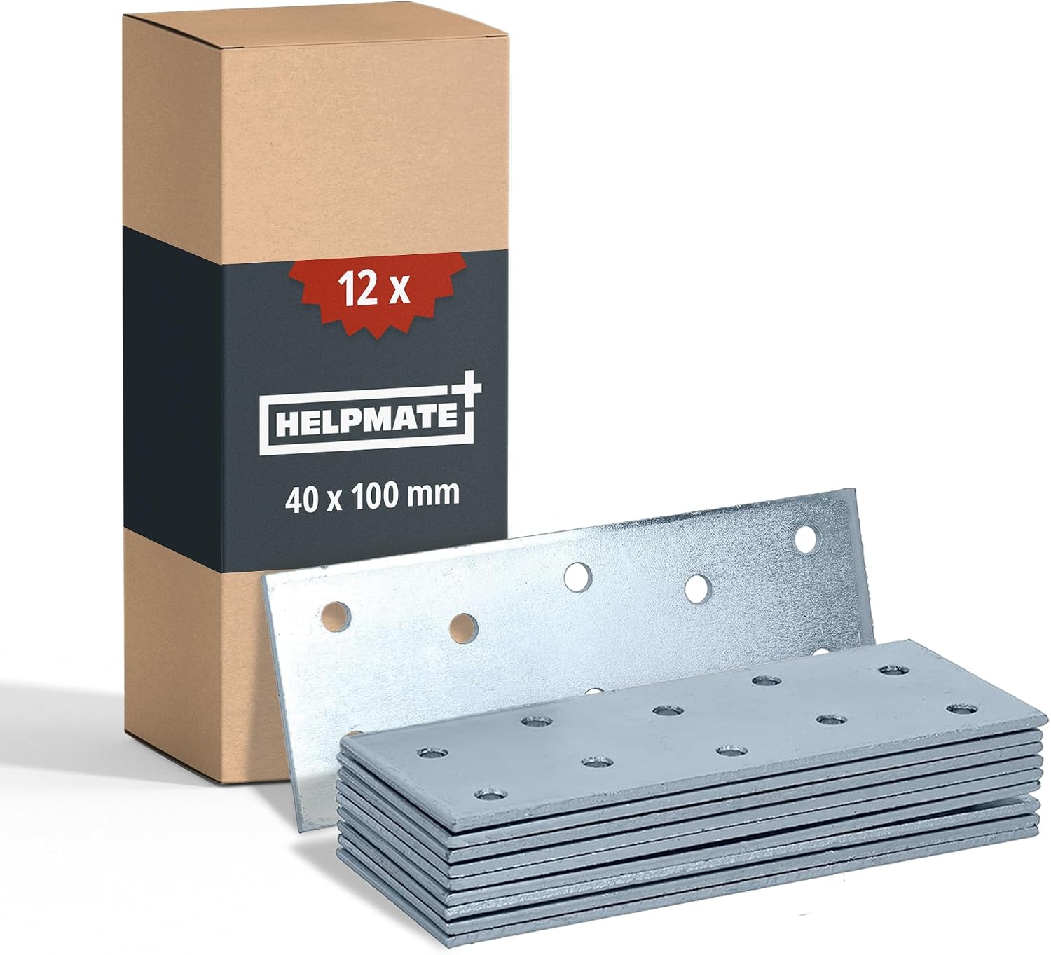 12 Lochbleche – 40 X 100 Mm – Verzinktes Und Blau Passiviertes Stahlblech – Holzkonstruktion Mit Ausgezeichnetem Korrosionsschutz, Stabil Und Langlebig