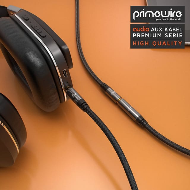 Primewire - Klinkenkabel 3,5 mm aux - Audio Verbindungskabel / Kupplung mit Nylonmantel - 1,5m