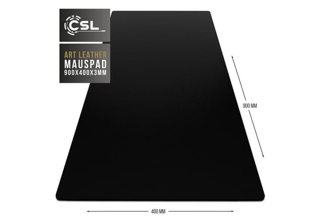 Csl Mauspad, Schreibtischunterlage xxl, Elegante Leder Optik, Mousepad 900 x 400 mm, schwarz