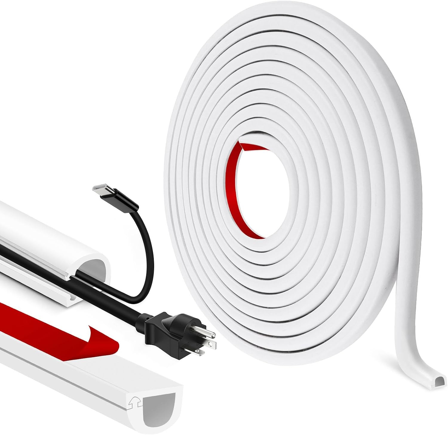 Selbstklebender Kabelkanal, Halbkreisförmiger, Wandmontierter Tv-kabelkanal, Flexibler Kabelkanal Für Elektrische Leitungen, Kabelkanal Für Boden- Und Wandmontage (weiß, 7 Mm × 14 Mm × 1 M)