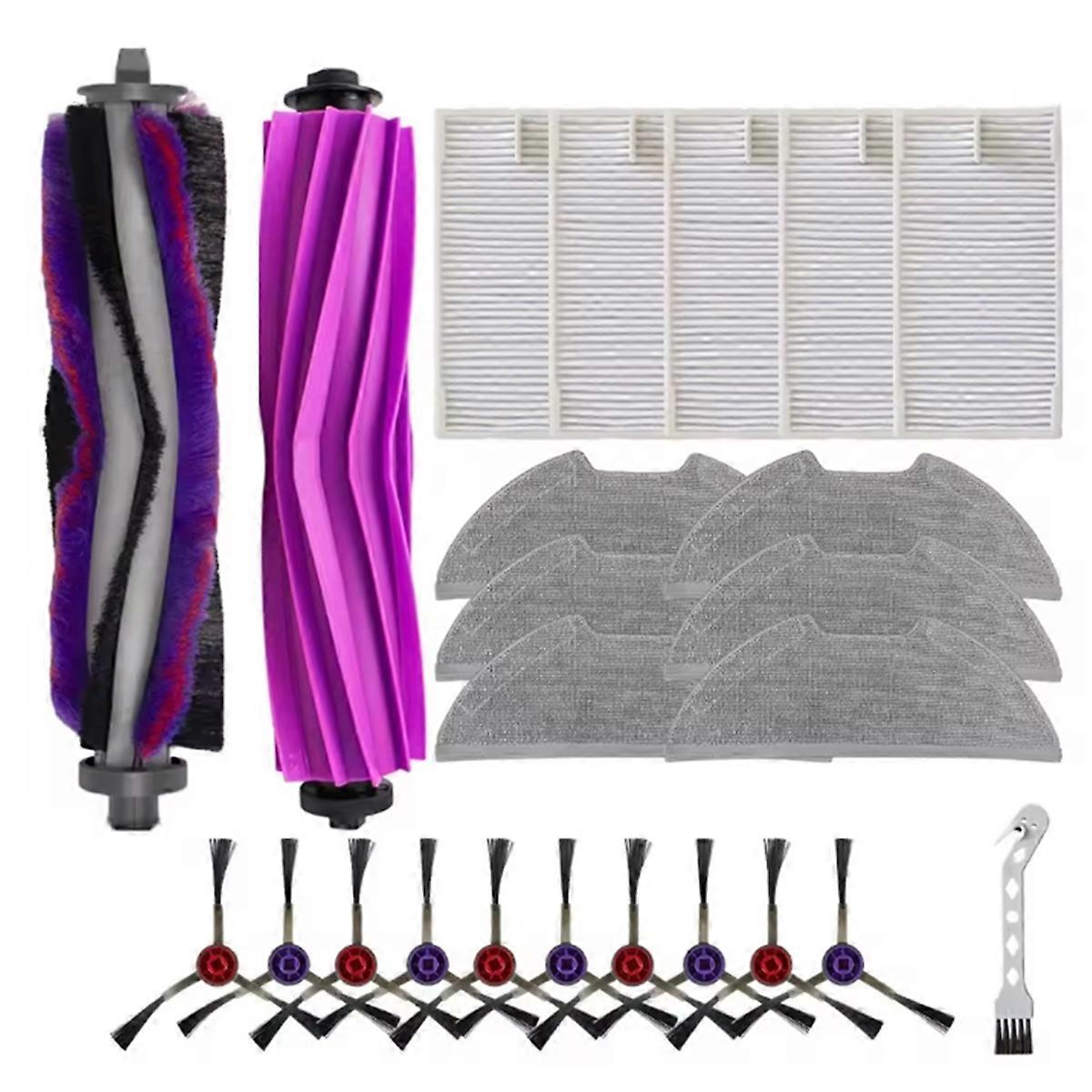 Set Mit 24 Ersatzteilen Für Den Staubsauger E10s / E20 Plus: Hauptbürste, Seitenbürste, Wischmopp Und Filter.