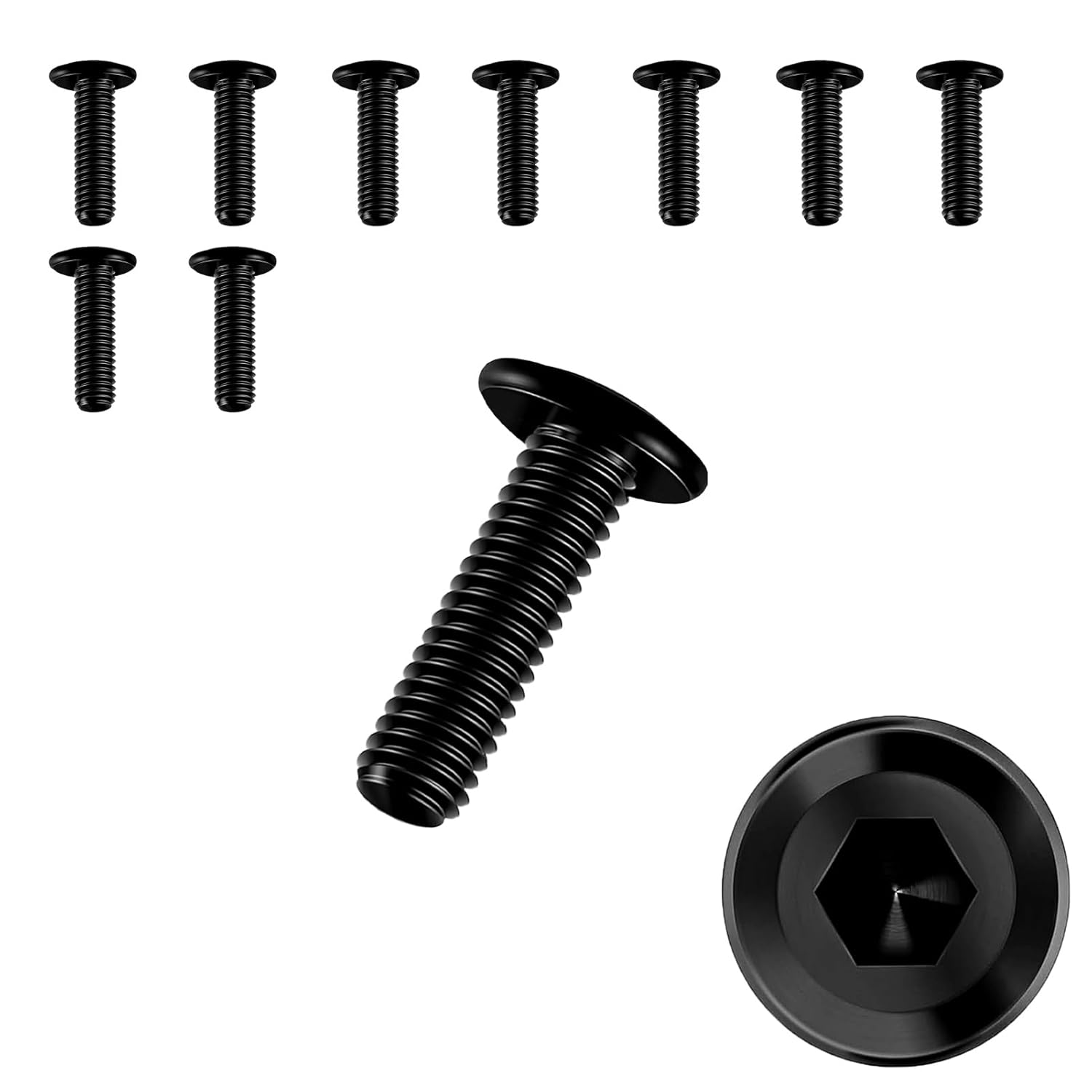 10 Stück M4 X 16 Schrauben, M4 Schrauben, M4 Bolzen, Bolzen, A2 V2a Edelstahl, Innensechskant, Vollgewinde, Schwarz (m4 X 16)