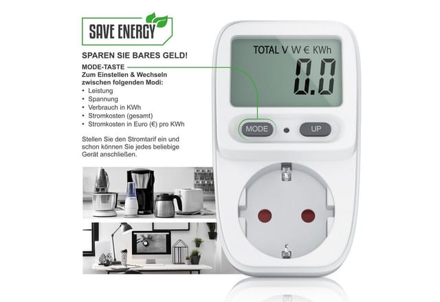 Bearware - Stromverbrauchszähler mit Kindersicherung Power Meter Energiekostenmessgerät