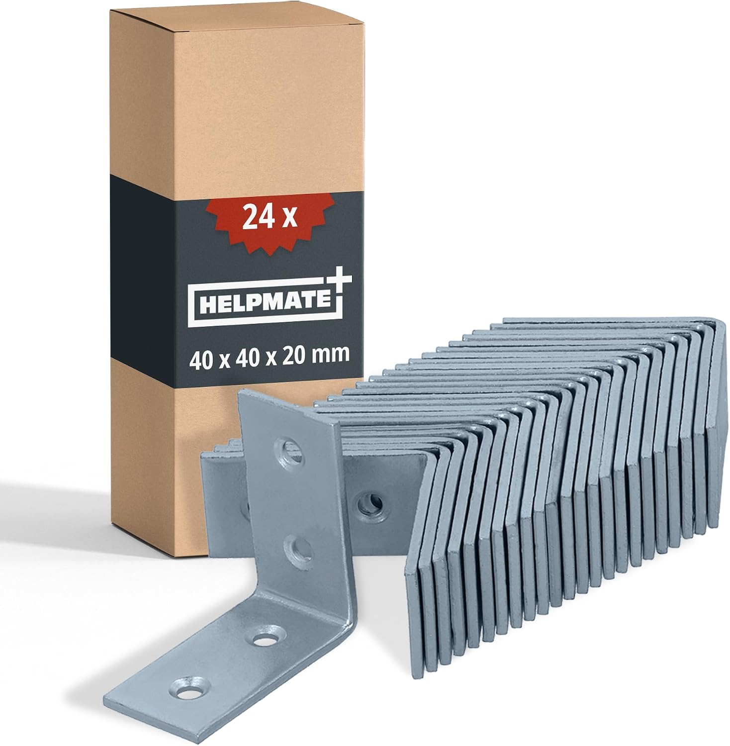 24 Perforierte Metallwinkel – 40 X 40 X 20 Mm – Verzinkte Und Blau Passivierte Befestigungswinkel – Holzverbinder Mit Ausgezeichnetem Korrosionsschutz