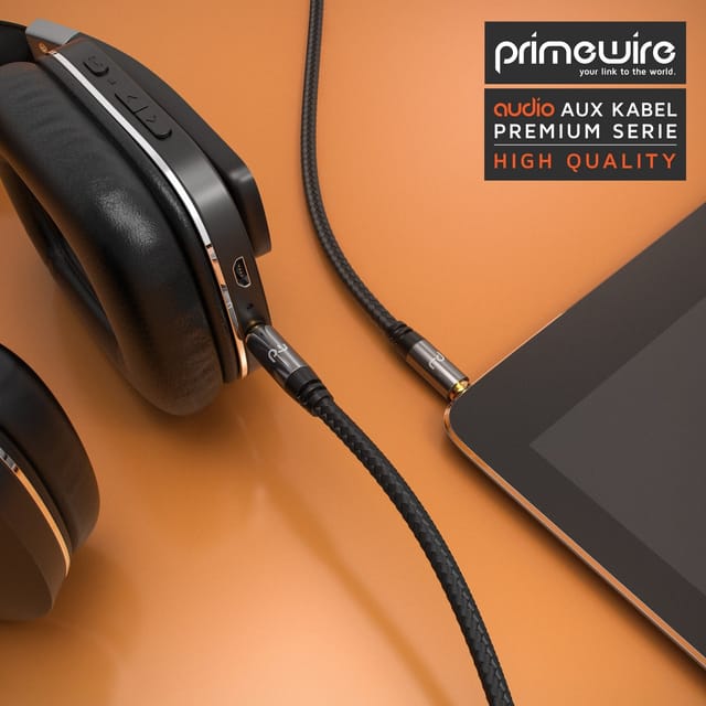 Klinkenkabel 3,5 mm aux - Audiokabel mit Nylonmantel - 1,5m - Primewire