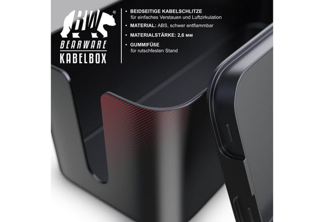 Bearware - Kabelbox Kabelbox mit Gummifüßen Kabelmanagement / Kabelordner / Ladebox