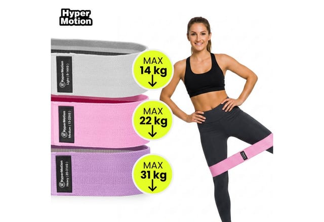 Widerstandsbänder-set Aus Rutschfestem Stoff - Hypermotion - 3 Elastiken - 14 Bis 31 Kg - Breite 8 Cm - 370 G