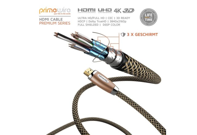 Primewire - 8k HDMI-Kabel 2.1, 4k Ultra hd 2160p, 3D, Nylonummantelung, Vollmetall Stecker, hdmi Typ a - 10m