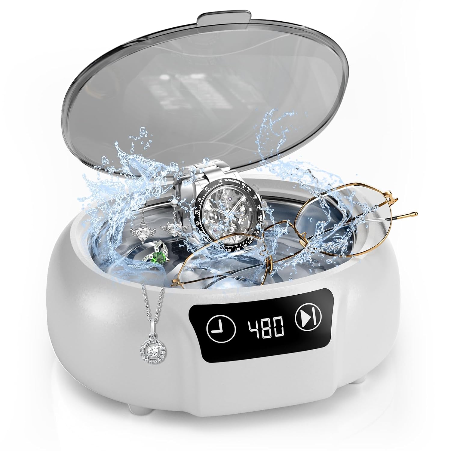 Ultraschallreiniger, 48000 Hz, 700 Ml Mit 3 Voreingestellten Digitalen Programmen, Ultraschallreiniger Für Brillen, Uhren, Ringe, Schmuck, Rasierklingen