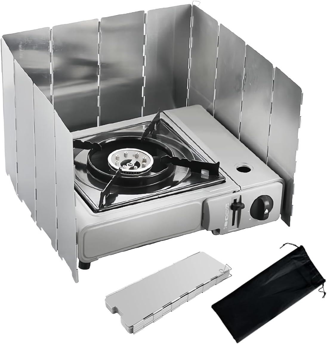 12 Faltbare Windschutzblenden Aus Aluminium Für Gaskocher Mit Aufbewahrungstasche, Windschutzblende Für Gaskocher, Windschutzblende Für Campingkocher, Tragbarer Windschutzblende Für Gaskocher Beim Cam