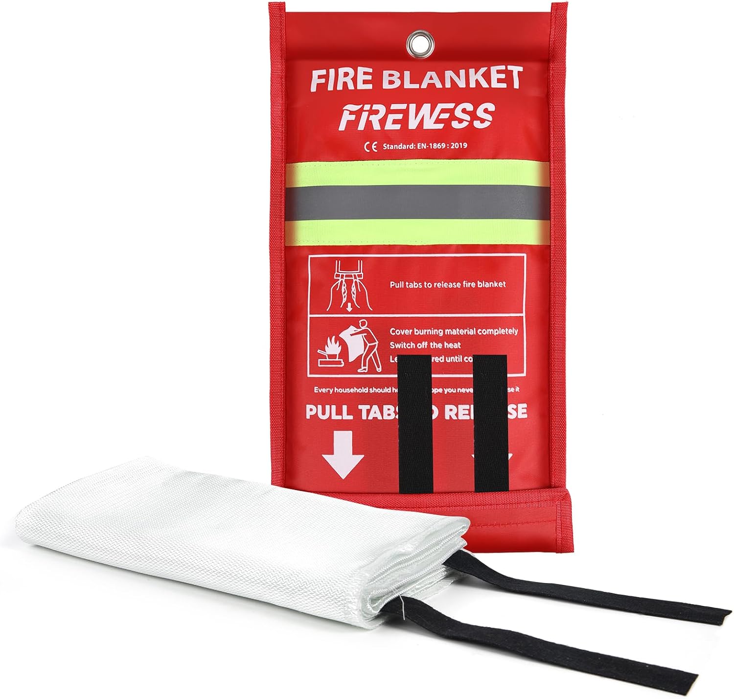 Packung Mit 1 Feuerlöschdecke, 100 X 100 Cm, Feuerfeste Decke Für Die Sicherheit Im Haushalt, Brandschutz Und Wärmedämmung Aus Fiberglas