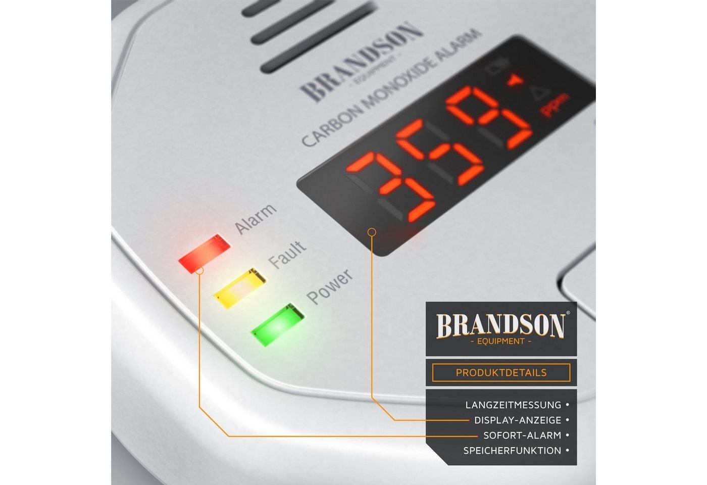 Brandson Kohlenmonoxid Melder mit LCD Display CO Alarm mit 85 dB - Batteriebetrieben Bild 2