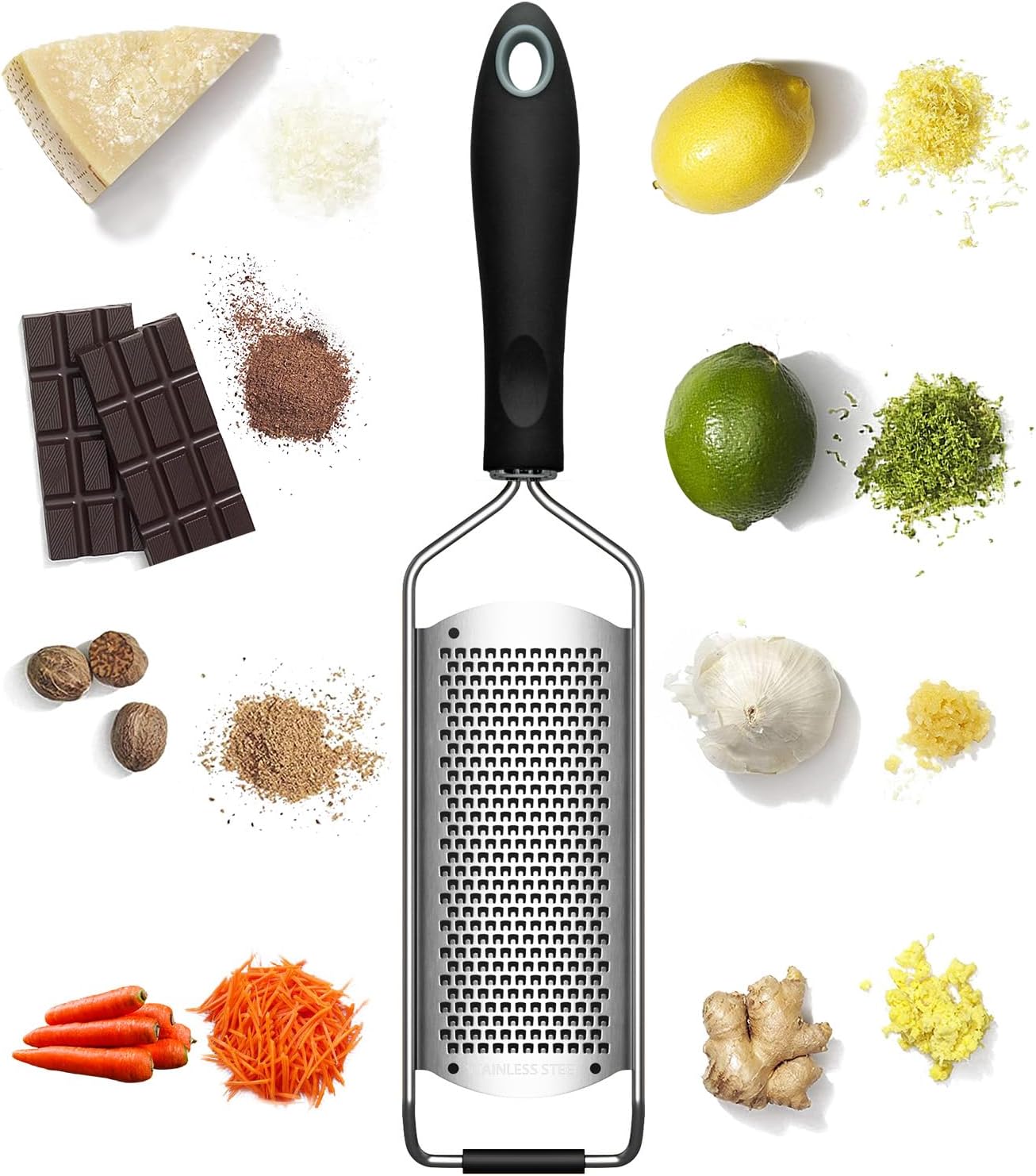 Manuelle Käsereibe & Zitruszeste Premium Classic Scharfe Edelstahlreibe Und -zeste, Ideal Für Parmesan, Hartkäse, Ingwer, Schokolade, Muskatnuss Und Trüffel