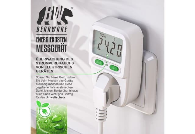 Energiekostenmessgerät Stromkostenmessgerät, Stromverbrauchsmesser mit Kinderschutzsicherung - Bearware
