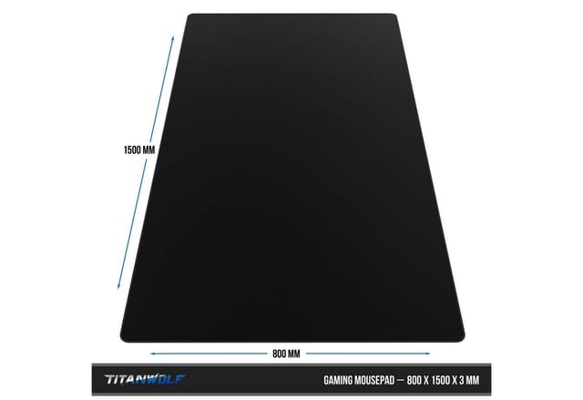 Gaming Mauspad, xxxl 1500 x 800 x 3 mm Schreibtischunterlage Extralarge / Waschbar, schwarz - Titanwolf