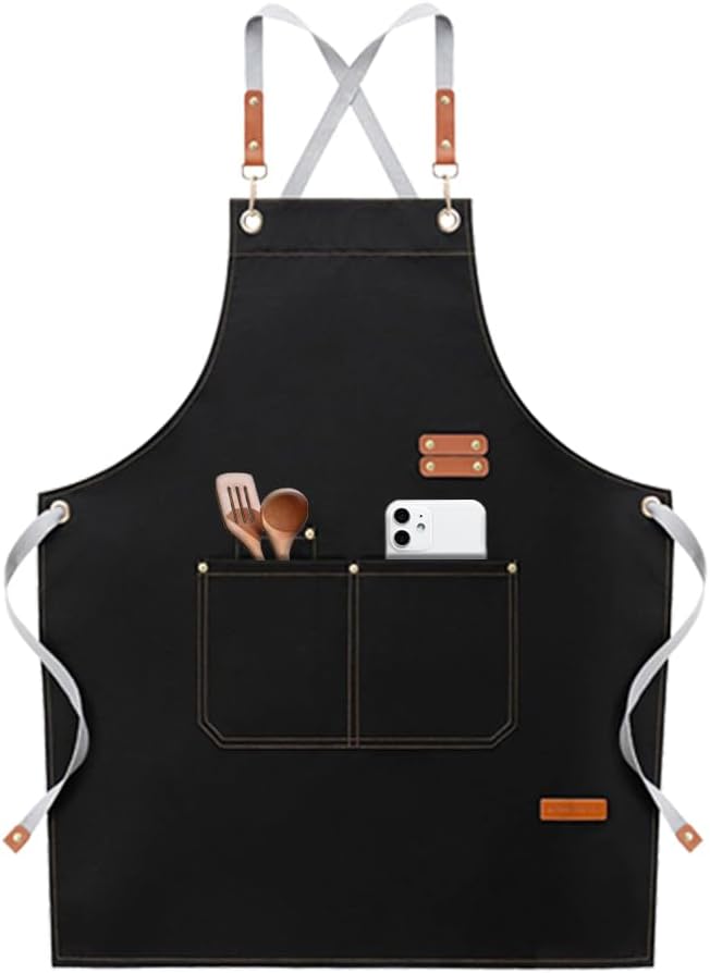 Professionelle Küchenschürze Für Damen Und Herren – Wasserdicht, 4 Taschen, Verstellbare Träger – Ideal Für Restaurant, Malen, Gartenarbeit Und Grillen