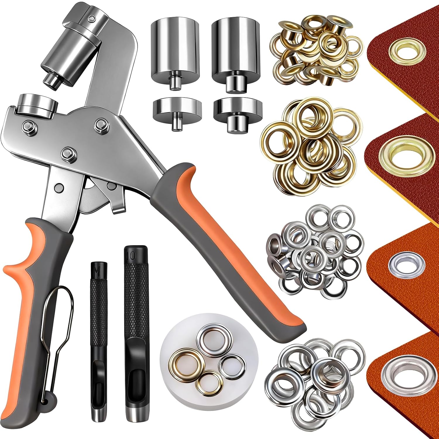 Ösen-set Mit 6-mm- Und 10-mm-stanzwerkzeugen, 500 Metallösen, Robustem Nietpresswerkzeug-set Mit Ösenzange Für Planen, Lederarbeiten Und Stoffe