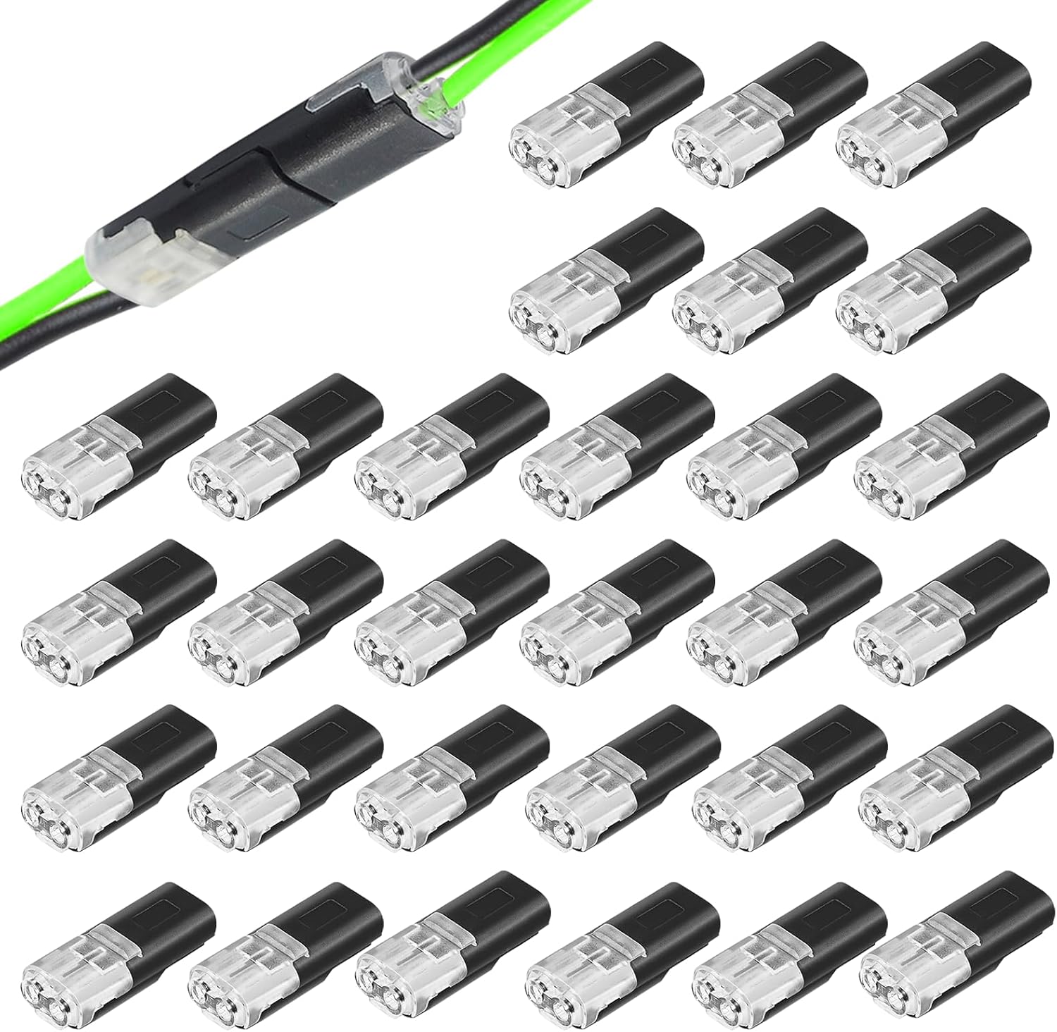 30er-pack Wasserdichte Elektrische Steckverbinder, 2-adrig, 12 V, 2-polig, Wasserdicht, Für Schnelle Elektrische Verbindungen Von Kabeln Mit Einem Querschnitt Von 18–22 Awg, Schnellverbinder Für Elekt