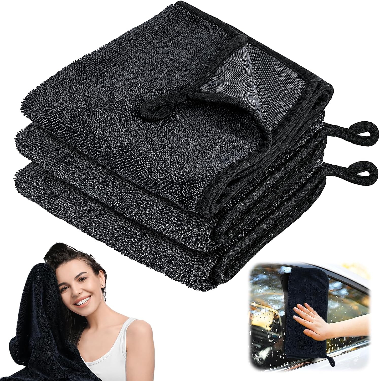 3-teiliges Total Clean Xxl Mikrofasertuch-set, Mikrofasertuch 40 X 60 Cm, Glänzende Mikrofaserhandtücher Für Dusche, Auto Und Zuhause