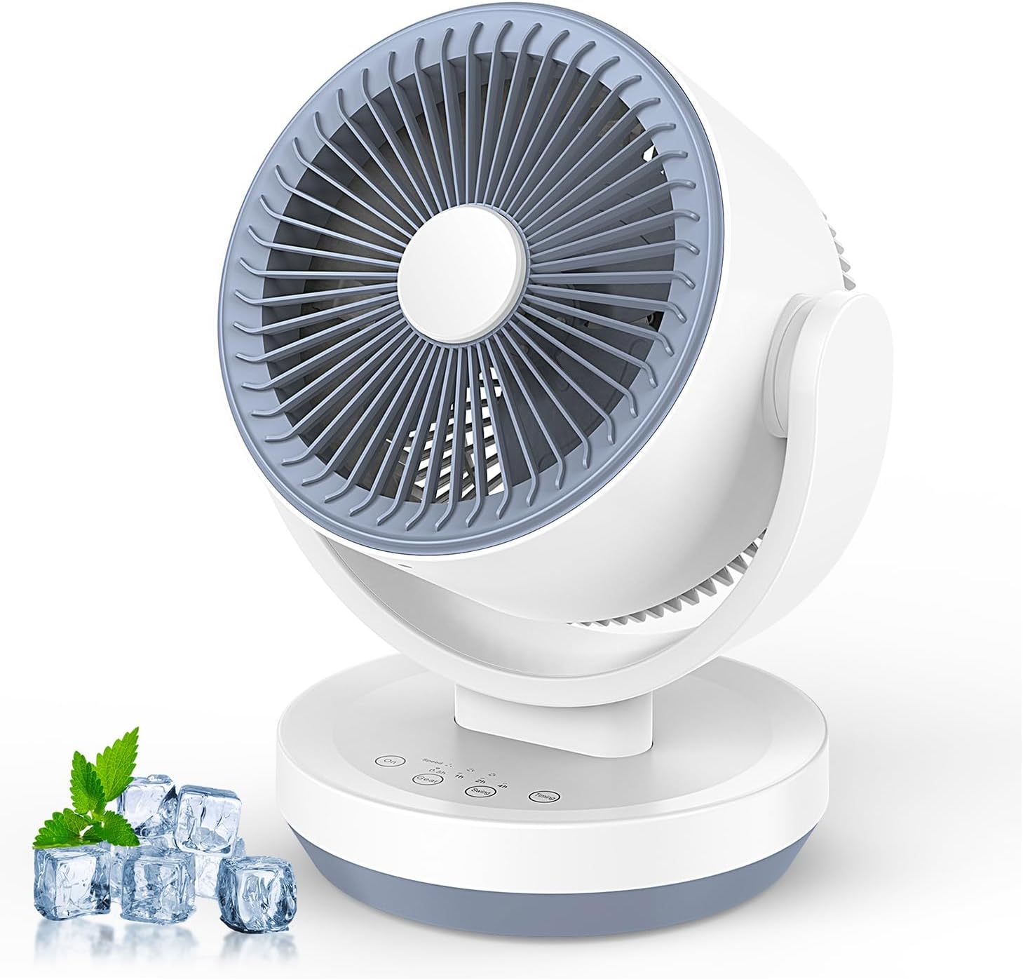 Leiser Tischventilator, 40 W, Luftzirkulationsventilator Für Den Schreibtisch, Starker Luftstrom, 3 Geschwindigkeitsstufen, 7,5-stunden-timer, 120° + 90° Oszillation, Ideal Für Büros Und Wohnungen