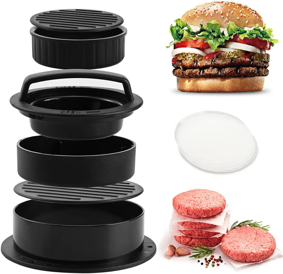 Burgerpresse Für Hackfleisch-patties, Professionelle 3-in-1-hamburgerpresse Mit 300 Antihaft-papieren, Hackfleischform, Küchenutensilien Zur Zubereitung Von Hamburgern, Patties Und Grillgerichten