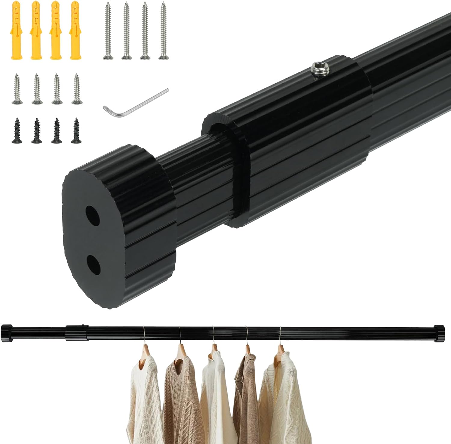 Kleiderstange, Tragkraft 70 Kg, 42–65 Cm, Schwarz