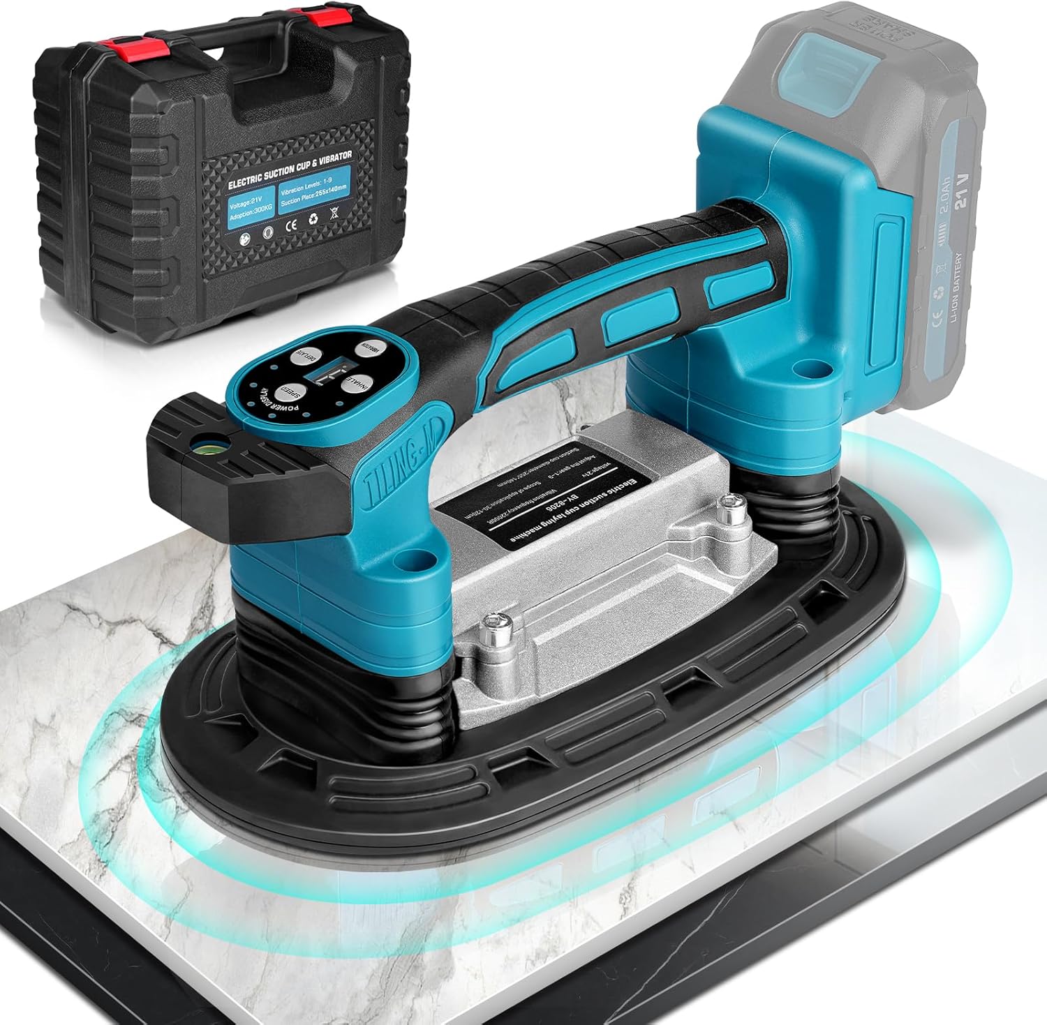 Fliesenrüttler – Saugnapf Ø 225 X 120 Mm – Kompatibel Mit Makita 18-v-akku – 250 Kg Saugkraft – 9 Geschwindigkeitsstufen – Elektrischer Fliesenverleger Für Fliesen Von 0,3 Bis 1,2 M