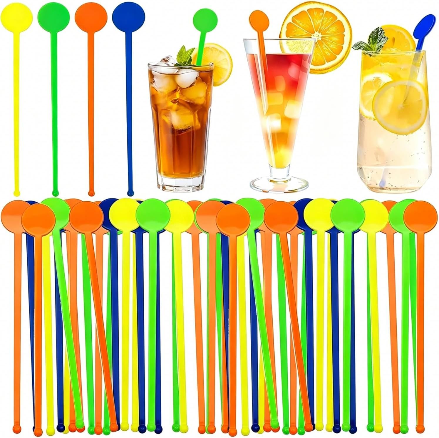100 Stück Wiederverwendbare Cocktailrührer, 18 Cm, Dekorative, Farbenfrohe Acryl-rührer Für Kaffee, Cocktails Und Andere Getränke (mehrfarbig)