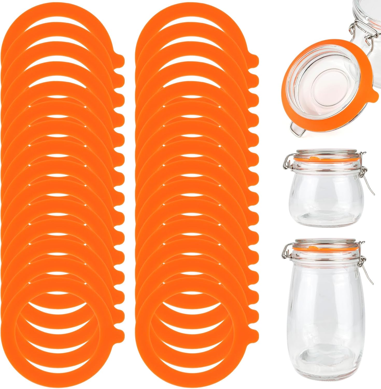 Packung Mit 30 Silikon-glasdichtungen, 69 X 92 Mm Austauschbare Glasdichtungen, Gummidichtungen Für Clipdeckel, Glasbonbongläser, Lebensmittelaufbewahrung (orange)