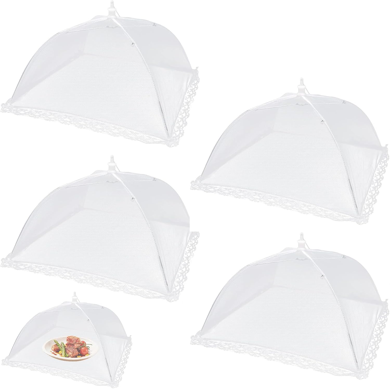 4er-pack Faltbare Lebensmittelabdeckungen (32 X 32 Cm), Obstabdeckung, Insektenschutz, Fliegennetz, Ideal Für Camping, Picknicks, Grillabende Und Zu Hause, Weiß