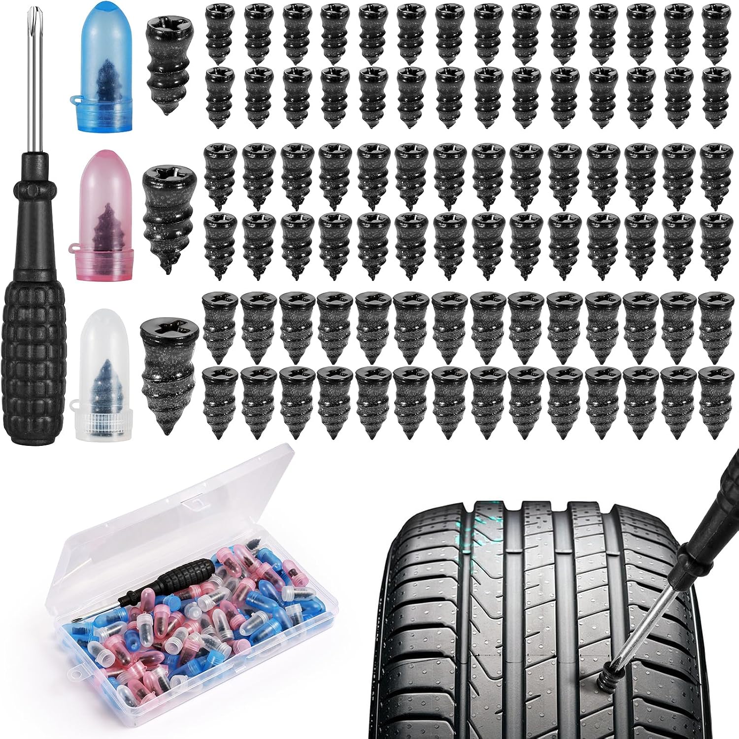 Samuele 85-teiliges Autoreifen-reparaturset, Reifenreparaturset, Reifenbolzen, Für Autos, Motorräder, Lkws Und Traktoren