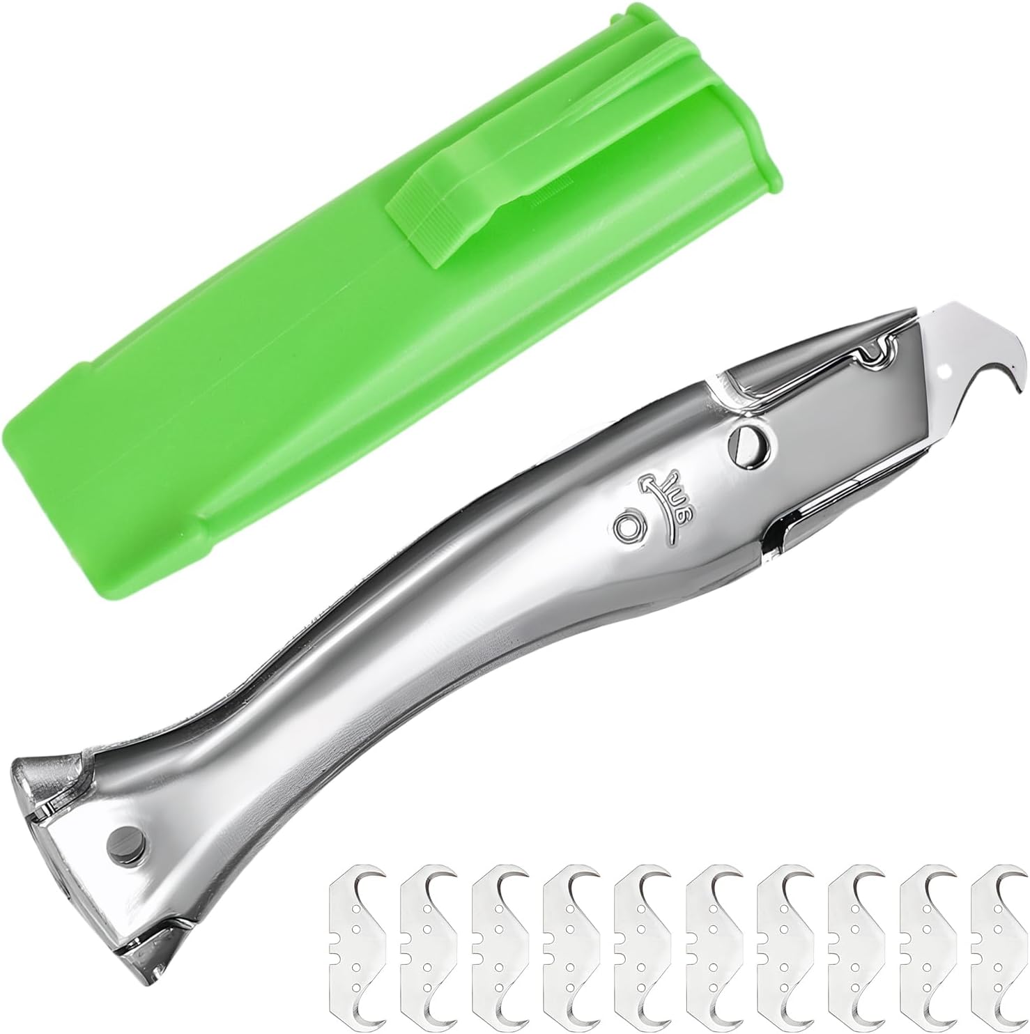 Teppichmesser, Hakenmesser Mit 10 Klingen Und Kunststoffschutz, Aluminium-schneidemesser, Teppichschneider Zum Schneiden Von Pvc-böden (silber)