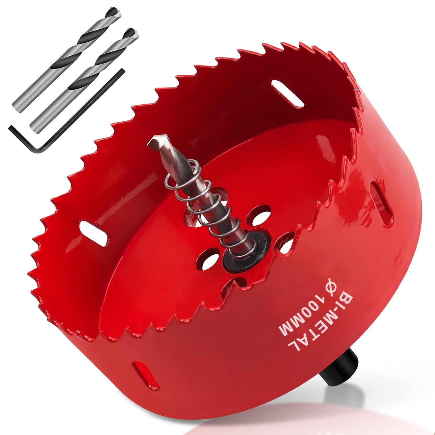 100-mm-lochsäge, Hss M42 Bimetall-holzlochsäge, 1 Stück, Rot
