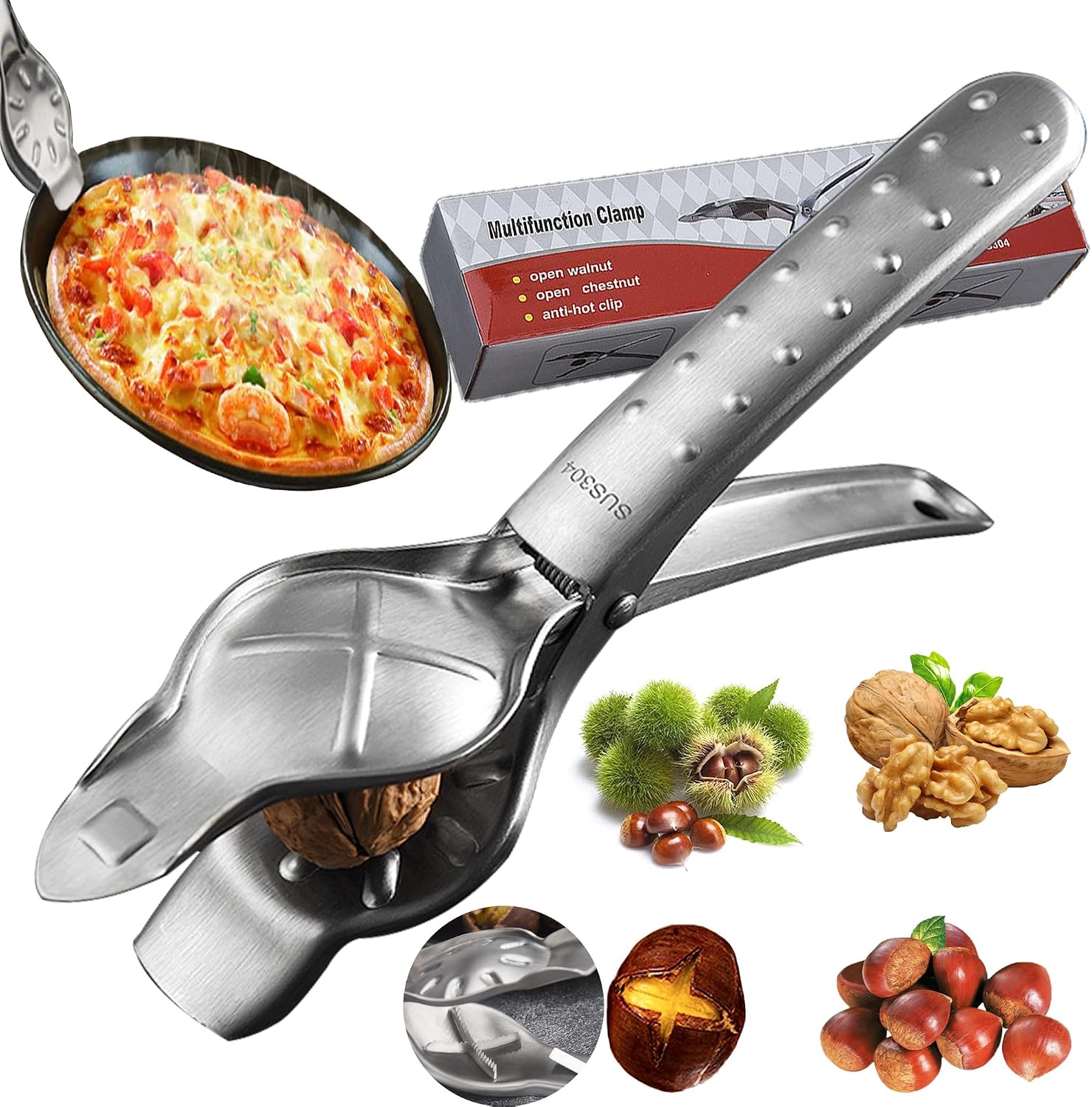 Metallener Kastanienöffner, Kastanienklemme, Kastanienschneider Aus Stahl, Rutschfest, Hitzebeständig, Für Nüsse, Haselnüsse, Mandeln, Meeresfrüchte, Tragbarer Heißluftfritteusen-dampfgarer
