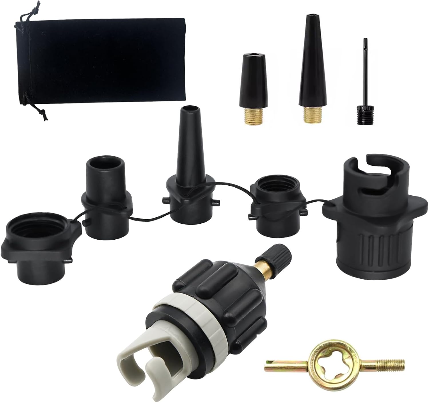 Paddleboard-aufblasadapter Mit Aufbewahrungstasche, Paddleboard-zubehör Für Kajaks, Aufblasbare Bootsmatratzen, Paddleboard-aufblasadapter, 8 Aufblasdüsen Für Kajaks, Bootsmatratzen Und Strandbälle