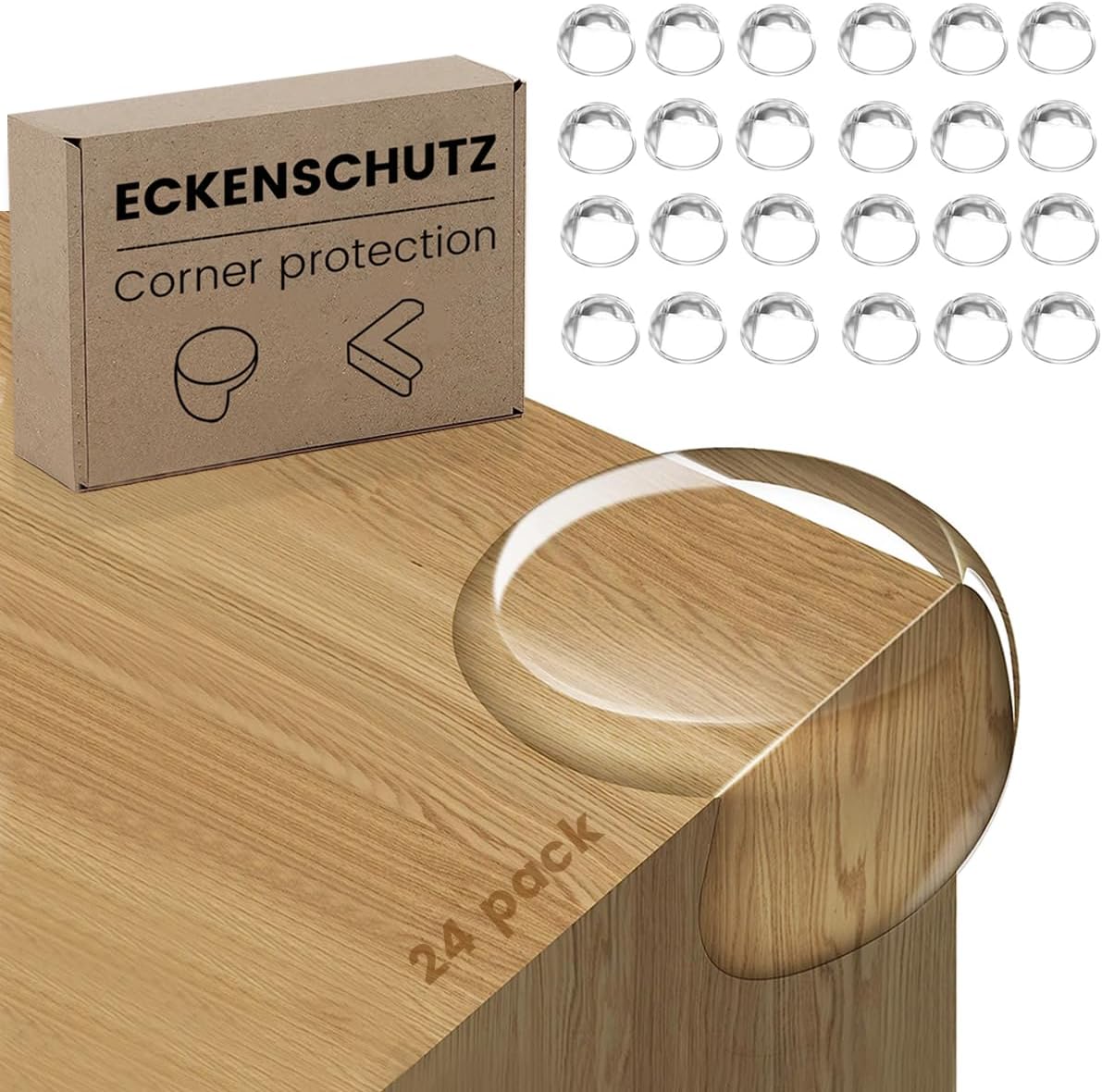 24 Stück Eckenschützer Für Tische, Möbel Und Polstermöbel Mit Verbessertem Sekundenkleber Für Mehr Kindersicherheit Im Haushalt (24 Stück)