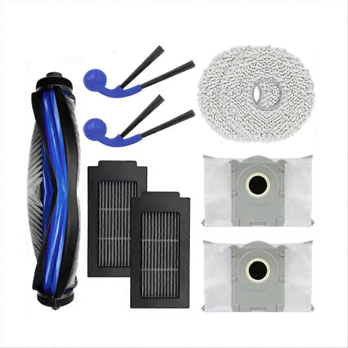 9 Ersatzteile Für Die Staubsauger Omni T30c Und Omni T30c Pro: Hauptbürste, Reinigungstücher, Staubbeutel Und Seitenbürsten.