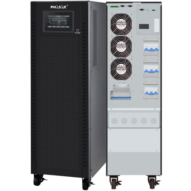 Phasak - 3-Phasen-Online-USV, Modell ph 9293, 20000 va, ideal für it, Industrie und Rechenzentren, mit Doppelwandler, 3P/1P-Ausgang, Touchscreen, epo