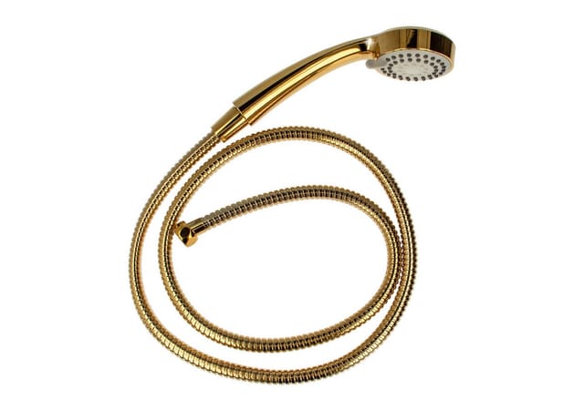 Tecuro - Antikalk - Handbrause ew-080 gold - mit 3-Funktionen und Metallschlauch 150 cm - vergoldet